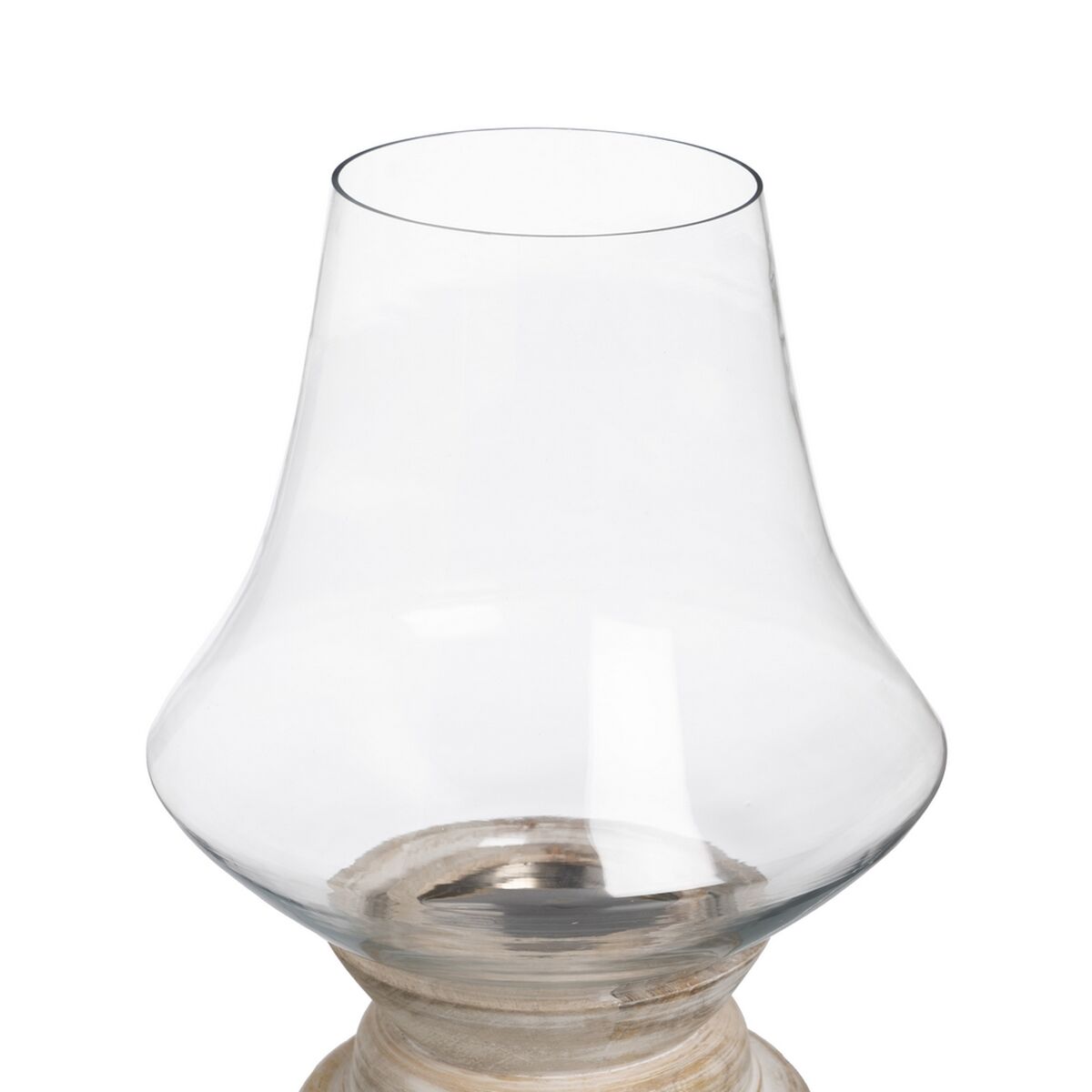 Ljusstakar Vit Trä Glas 33 x 33 x 43 cm